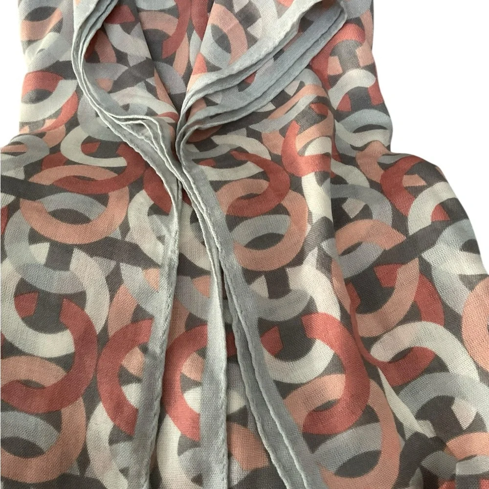 COACH Optical C Metallic Oblong Scarf Wool Silk Blended 78